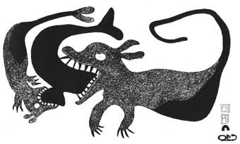 Sea Monsters Devouring Whale