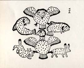 Birds, Fish, Dog and Rabbit