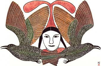 Young Girl and Ravens