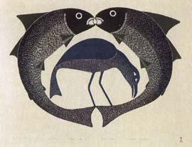 Cod Fish Encircle Bird