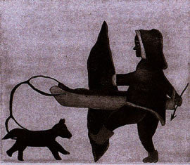 Man and Dog Crossing a Crack on Ice