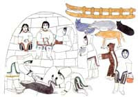 Skinning Caribou Inside the Iglu