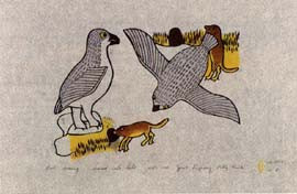 Owl Scaring Mouse Into Hole