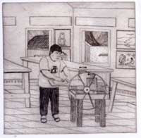 Self-portrait in the Print Shop