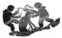 Two Hunters Killing a Caribou