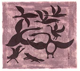 Geese Frightened by Fox